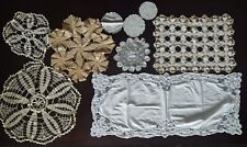 Lot Of 9 Antique Crochet Embroidery Doily Linens Runners Lace Coasters  picture