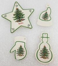 Spode Christmas Tree Design Flat Ornament Lot - Snowman Santa Hat Mitten Star picture