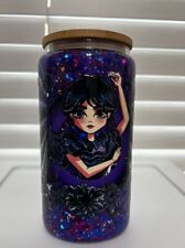 wednesday addams Snow Globe Double Wall Glitter Cup -custom Handmade picture