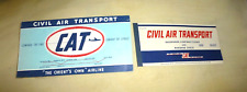 VINTAGE  AIRLINE TICKET w/FOLDER CIVIL AIR TRANSPORT TAIWAN TO HONG KONG CIA 56 picture