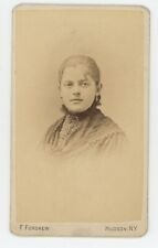Antique CDV Circa 1870s Beautiful Young Woman In Victorian Era Dress Hudson, NY picture