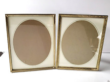 Two Metal Picture Frames 8x10 Matted Gold Tone Metal Vintage Free Standing picture