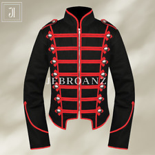 Black Red Men Military Jacket StageTunic Uniform Drummer Rock Band Zipper Coat picture