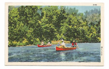 Fishing Canoes Postcard Linen picture
