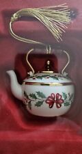 Lenox Tea Pot Kettle/ Holly Porcelain  Christmas Ornament  picture
