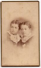 ANTIQUE CDV CIRcCA 1880s YOUNDT TWO CUTE YOUNG GIRLS SISTERS BATAVIA ILLINOIS picture