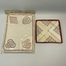 Vtg MCM Cocktail Napkins Paper Table Placemats Barware Hearts Clubs Spades NOS picture