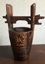 Vintage Japanese Wooden Vase Tea Ceremony Utensils Tools Flower Arranging H:10.4 picture