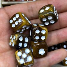 TOP Natural Tiger's eye Hand Carved dice Quartz Crystal Reiki Healing gift 2PC picture