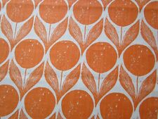 Romo Linen Fabric SUVI Orange Modern Large Flowers Angled Cut 50