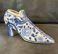 Blue White High Heel Shoe Figurine Porcelian 4