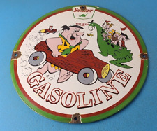 Vintage Sinclair Gasoline Porcelain Sign - Dino Flintstones Pump Plate Sign picture