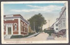 Main Street & Bank Building Lubec ME Postcard Horse and Buggy picture