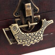 Antique Bronze Carved Fish Design Padlock Collectibles Jewelry Box Lock Hardware picture