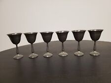 5 inch Genuine Pewter Goblets Set of 6 Double Line Riveted Excellent Condition picture
