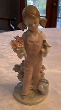 Lladro Figurine SPRING GIRL with FLOWERS BIRD & WATERING CAN #5217 Retired picture