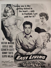 Vintage Movie Ad Easy Living Victor Mature Lucille Ball Lizabeth Scott 1949 picture