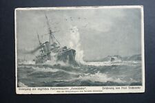 Sinking of armored English cruiser Formidable, art by P Telchinsky Navy pmk 1915 picture