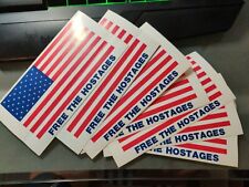 LOT OF 8 1979 FREE THE HOSTAGES STICKER 3x6 MADE SCRANTON PA picture