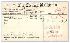 1920 The Evening Bulletin Dr. Philadelphia Pennsylvania PA Posted Postal Card picture