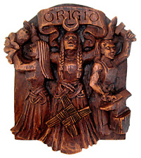 Brigid Plaque - Threefold Celtic Goddess of the Home - Dryad Design Wood Finish picture