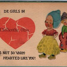c1910s Chillicothe, OH Town Postcard Girls Not Warm Hearted Clogs Welcome A73 picture