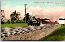 Folcroft Pennsylvania Railroad Train Taking Water~Overpass Bridge Postcard 1909 picture