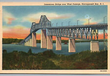 Narragansett Bay RI Postcard Jamestown Bridge over West Passage Rhode Island old picture