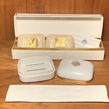 2 New Vintage ESTEE LAUDER White Linen Perfumed Soap 4oz Bar w/ Storage Case Box picture