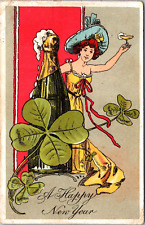 Postcard Posted 1907 Victorian Happy New Year {Q} picture