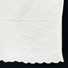 Europa Fine Linens Embroidered Towel Set of 3 100% Cotton White Scalloped Edge picture