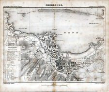 50 Cherbourg 1866 pt. original city plan + guide (8 p.) Querqueville Port Militaire picture