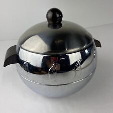 Vintage Mid Century West Bend Penguin Ice Bucket Hot and Cold Server Wood Handle picture