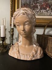RARE VTG LLADRO Style Young Girl Bust Head Bisque Fulgencio Garcia 13” picture