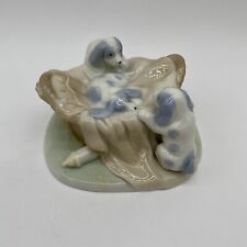 Lladro Style George Good Puppies In Basket Porcelain Figurine Collectable picture