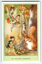 Fairies Postcard Fairy Squirrel's Breakfast Fantasy Rene Cloke Valentine & Sons picture