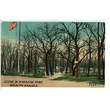 Postcard KS Scene In Riverside Park Wichita Kansas c1910s Cannons Flag Park picture