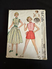 McCall's 9645 Rockabilly Teen Blouse Shorts Skirt Sewing Pattern Vintage 50s picture