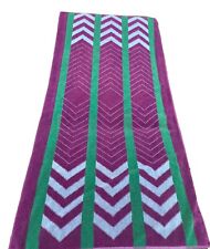 Vintage Beach Towel By Saydah Purple Green Reversible 100% Cotton Made In Poland picture