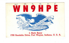 Ham Radio Vintage QSL Card     WA9HPE 1963 Ft. Wayne, Indiana w/ stamp picture