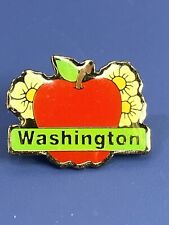 Vtg Washington State Apple Flowers Travel Souvenir Enamel Metal Tack Pin Lapel picture