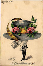 PC ARTIST SIGNED, ROBERTY, LE SMILE, LADY, BIG HAT, Vintage Postcard (b51212) picture