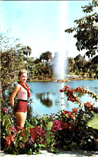1955 Watusi Geyser African USA Boca Raton Florida pretty girl postcard a45 picture