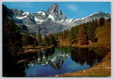 Matterhorn Mountain Alps Blue Lake Scenic Italy Postcard Lago Blu Monte Cervino picture