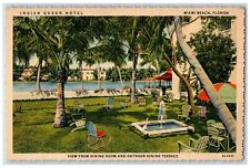 1947 Outdoor Dining Terrace Indian Queen Hotel Miami Beach Florida FL Postcard picture