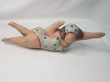 Swimming Fat Lady Woman Art Beach Sculpture Figurine Balsa Wood picture