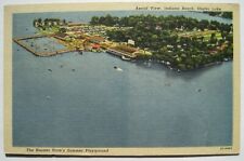 Monticello IN Indiana Beach, Shafer Lake Old Linen Postcard; Birds Eye picture