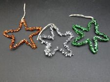 Vintage Christmas Green Red and Silver Star Tinsel Ornament Lot picture