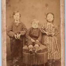 c1860s Cute Well Mannered Siblings w/ Books CdV Photo Card Calm & Cool Irish H27 picture
