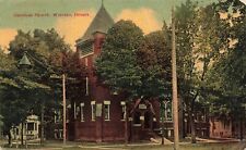 Christian Church Watseka Illinois IL Residential Street c1910 Postcard picture